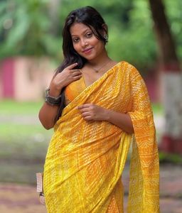 Vibrant Yellow Bandhani Saree