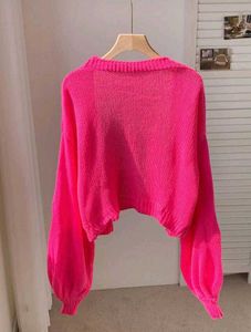 Shein Pink Crochet Flower Cardigan
