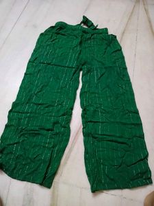 Elegant Green Striped Palazzo Pants