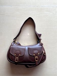 Chic Brown Faux Leather Shoulder Bag