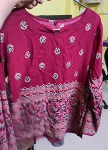 Maroon Printed Kurta