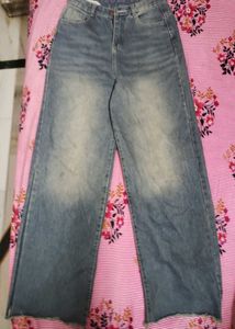 Wide Leg Blue Denim Jeans
