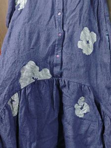 Blue Floral Button-Down Dress