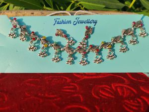 Oxidized Silver Anklet with Ghungroos