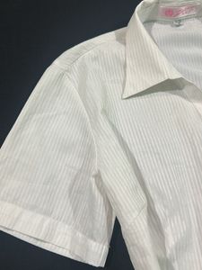 Classic White Striped Short Sleeve Shirt