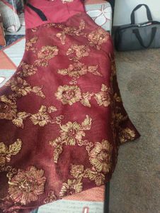 Elegant Maroon Floral Dress