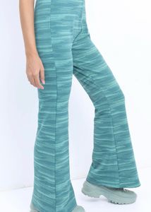 Stylish Teal Striped Flare Pants