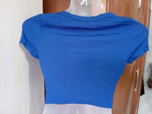 Royal Blue Ribbed Crop Top
