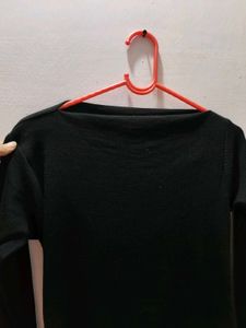 Black Long Sleeve Asymmetrical Top