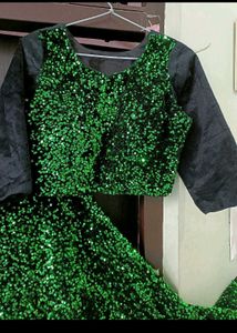 Sparkling Green Sequin Lehenga Choli Set