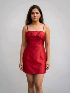 Chic Red Spaghetti Strap Mini Dress Small