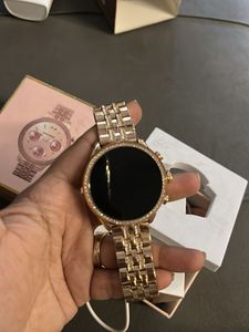 Rose Gold Smartwatch with Crystal Accents