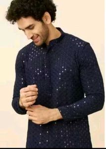 Navy Blue Sequin Kurta