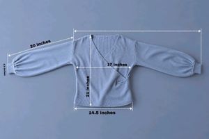 BABY BLUE RIBBED WRAP-STYLE SWEATER