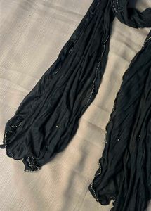 Elegant Black Scarf with Embellishments