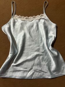 light blue silk tank top