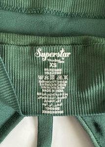 Green Ribbed Sports Bra