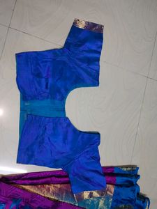 Purple Blue 💜💙 Pattu Saree With Blouse
