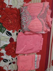 Beautiful Pink Embellished Kurta Set