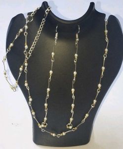 Necklace,Braslate,Eyerring Silver Chain adjustable