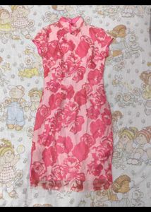 Chinese pink floral cheongsam