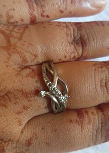 Elegant Silver Tone Ring with Stones