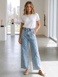 Stylish Acid Wash Wide Leg Jeans