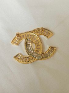 Elegant CC Brooch with Crystals