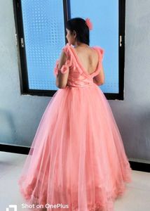 Elegant Peach Tulle Gown
