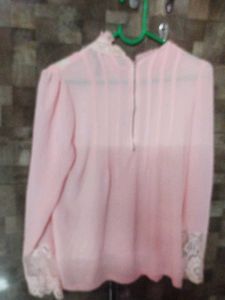 Chic Lace Detail Pink Top