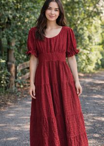 Elegant Burgundy Tiered Maxi Dress