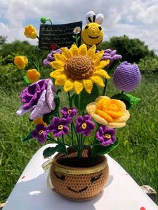 Crocheted Flower Bouquet with Bee