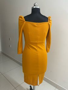 Puff Sleeve Square Neck Midi Dress
