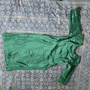 Elegant Green Silk Kurta Set