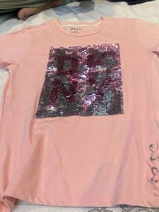 DKNY Pink Sequin Logo T-Shirt