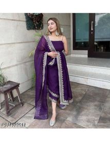 Elegant Purple Embroidered Suit Set