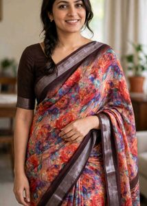 Vibrant Floral Print Saree