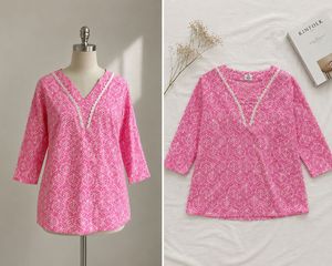 Vibrant Pink Block Print Kurta