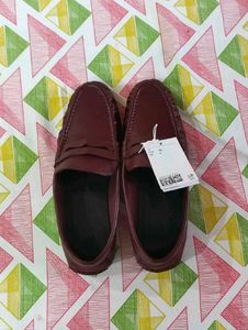 H&amp;M Burgundy Leather Loafers