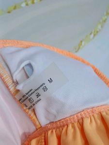 (300)Peach Ruffle Tube Top