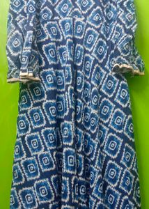 Blue Geometric Print Anarkali Kurta