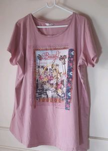 Pink Graphic T-Shirt For Gym/walking