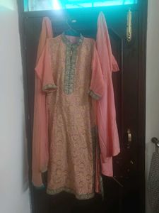 Beautiful Peach Kurta Set with Dupatta