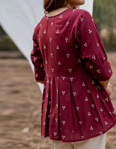 Maroon Printed peplum top/Kurta