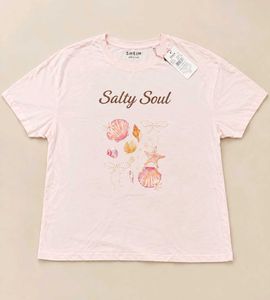 SHEIN Pink Salty Soul Seashell Graphic Tee