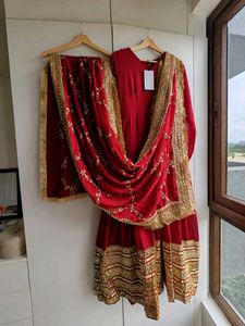 Elegant Maroon Anarkali Set with Dupatta