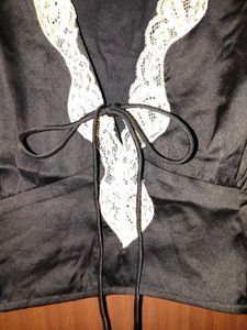 Black Lace Trimmed Halter Top