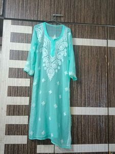 Beautiful Teal Chikankari Kurta