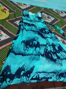 Aqua Blue Abstract Print Dress