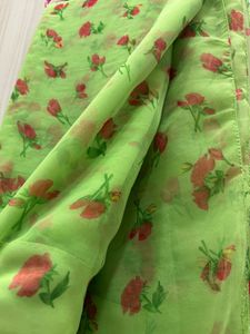 green floral saree